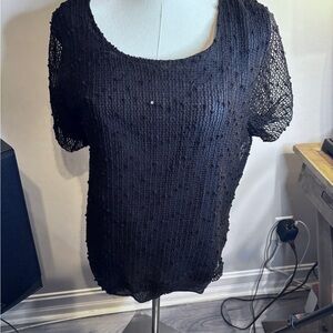 Lulu-B Black Mesh Women's Blouse Size Medium
